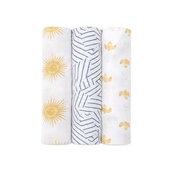 Lot de 3 maxi langes en bambou Golden Sun (120 x 120 cm)