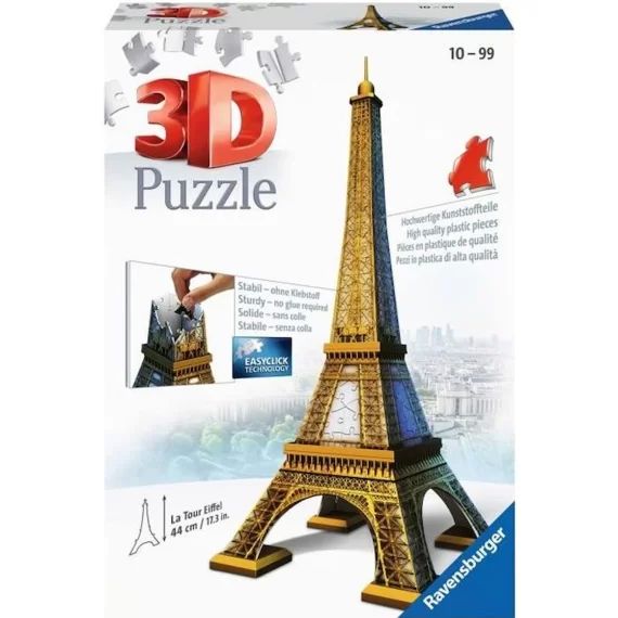 Puzzle 3D Tour Eiffel – Ravensburger – Monument 216 pièces – sans colle – Dès 10 ans bleu