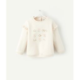 Sweat bébé fille en fibres recyclées rose pâle avec message floqué –  – Soldes