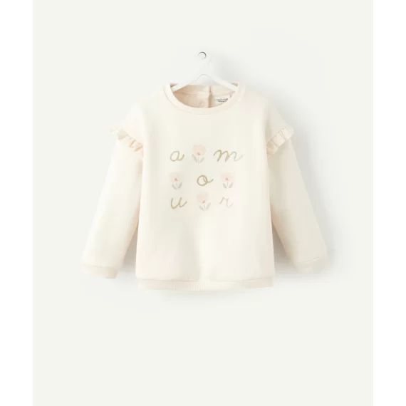 Sweat bébé fille en fibres recyclées rose pâle avec message floqué –  – Soldes