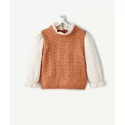 Pull en tricot bébé fille avec col et manches de blouse