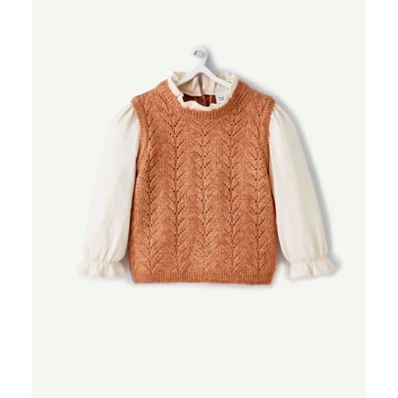 Pull en tricot bébé fille avec col et manches de blouse
