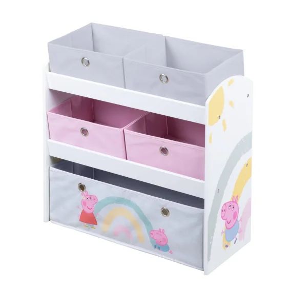 Étagère De Rangement Pour Les Jouets Avec 5 Boites En Toile Peppa Pig Rose – Gris / Peppa Pig
