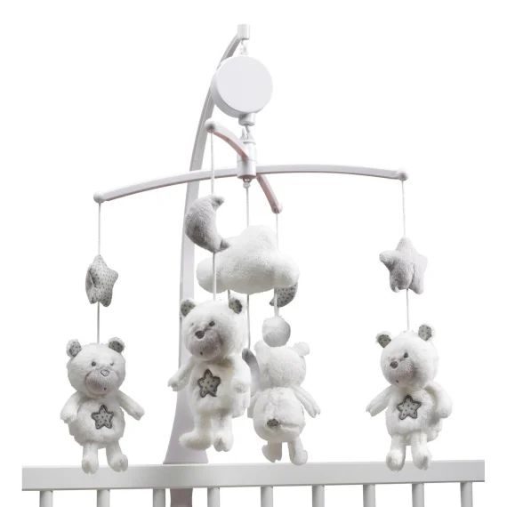 Mobile Musical Bébé Ours En Polyester Blanc