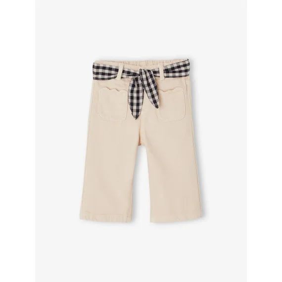 Pantalon large bébé fille beige poudré