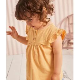 T-shirt bébé fille jaune en coton bio avec volants –  – Soldes