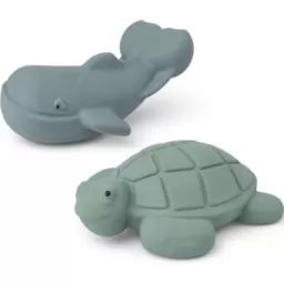 Lot de 2 jouets de bain Ned Peppermint whale blue mix