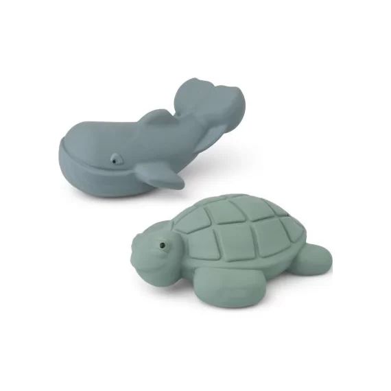 Lot de 2 jouets de bain Ned Peppermint whale blue mix