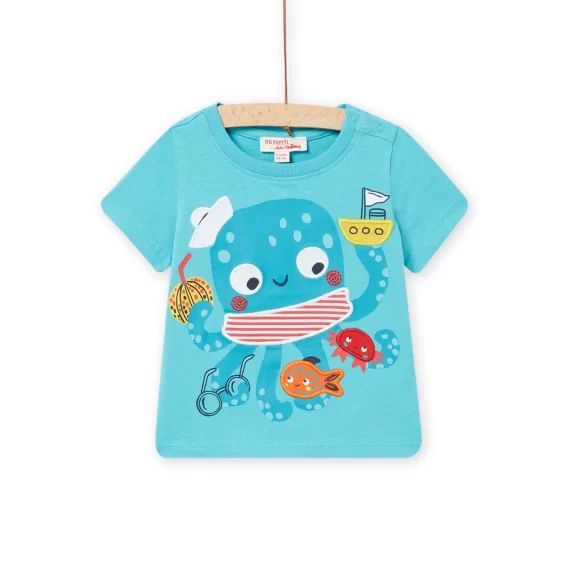 T-shirt Manches Courtes Bleu Caraïbes Bébé Garçon