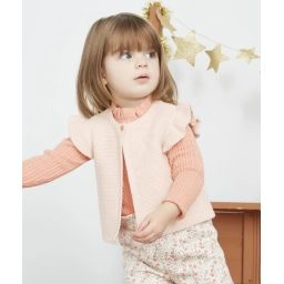 Le gilet sans manches volantés beige pailleté –  – Soldes
