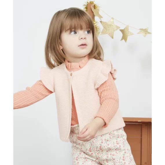 Le gilet sans manches volantés beige pailleté –  – Soldes