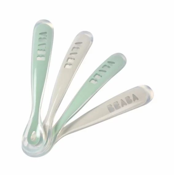 Lot 4 Cuillères Premier Age Silicone Béaba – Vert Sauge