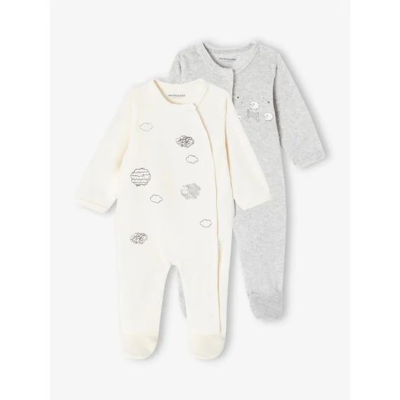 Lot de 2 dors-bien Moutons en velours bébé jaune pâle