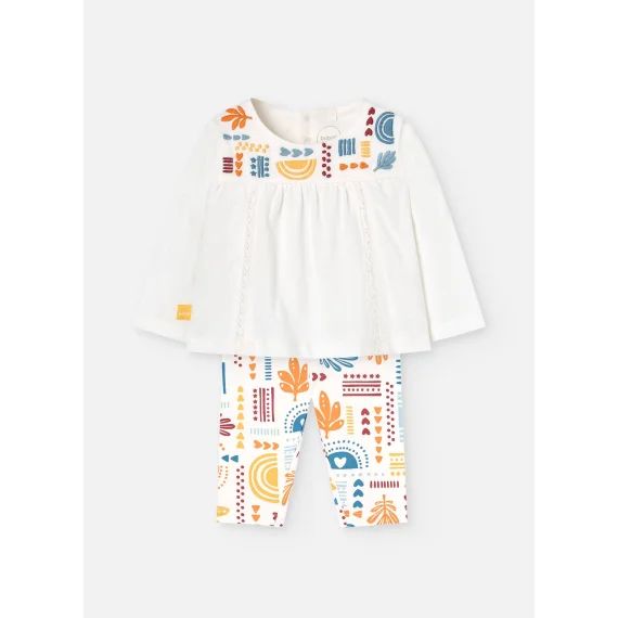 Ensemble T-shirt À Manches Longues Et Pantalon Imprimé Blanc
