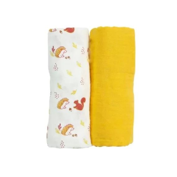 Langes bébé – TROIS KILOS SEPT – 70×70 cm – Moutarde – Mixte – Autres motifs – Mousseline de coton blanc