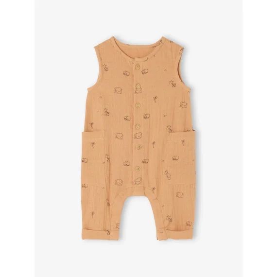 Combinaison en gaze de coton naissance cappuccino