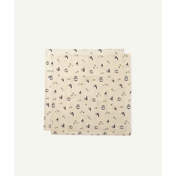Lot de 2 langes en mousseline lewis avec pandas