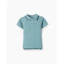 Polo En Piqué De Coton Bleu Clair