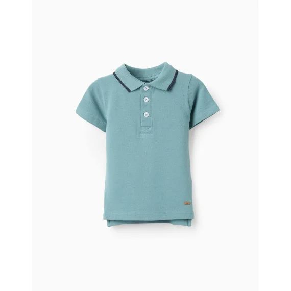 Polo En Piqué De Coton Bleu Clair