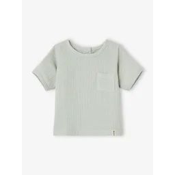 T-shirt bi-matière bébé manches courtes vert d&rsquo;eau