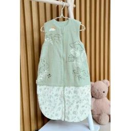 Turbulette D&rsquo;été En Gaze De Coton Avec Jambes Séparables Frimousse Vert