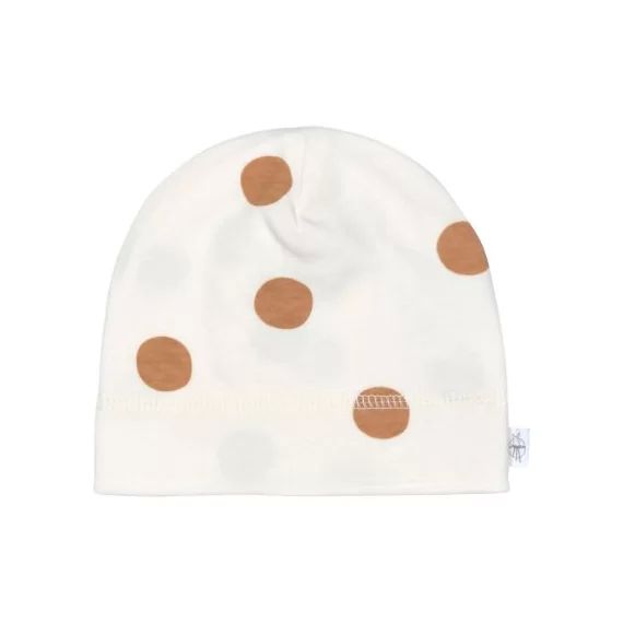 Bonnet en coton bio Big Dots blanc cassé (0-2 mois)