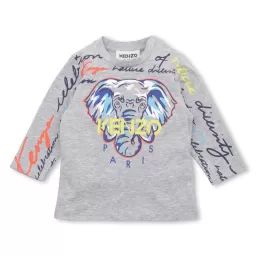 T-shirt coton manches longues Garçon Gris