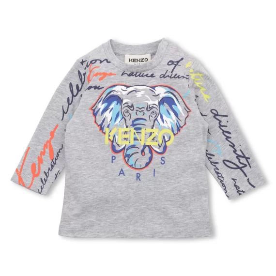 T-shirt coton manches longues Garçon Gris