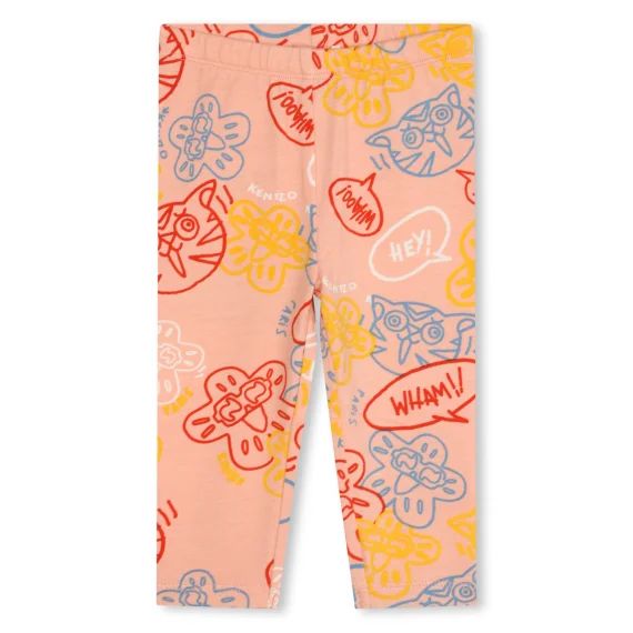 Legging à motifs en coton Fille Rose