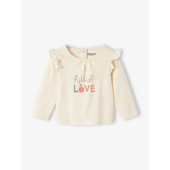 T-shirt imprimé bébé manches longues écru