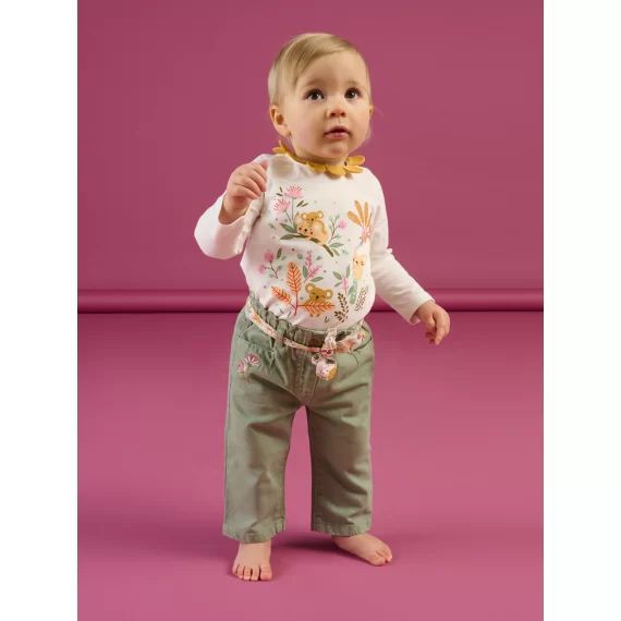 Pantalon Avec Ceinture À Imprimé Fleuri – Kaki
