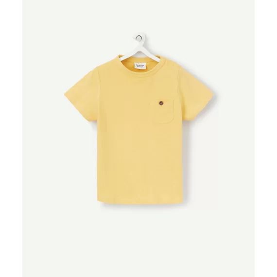 T-shirt bébé garçon moutarde en coton bio avec poche –  – Soldes