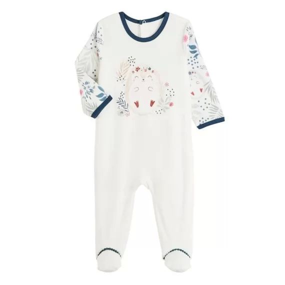 Pyjama bébé en velours Lina blanc