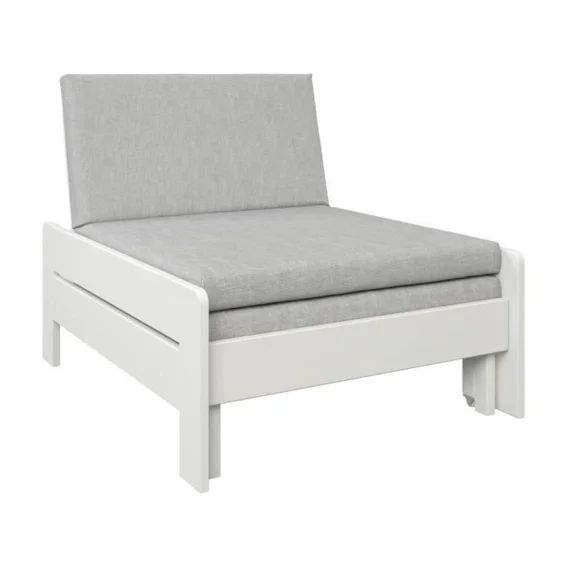 Fauteuil Convertible En Lit Avec Coussins En Pin Blanc 75×190 Basile Blanc