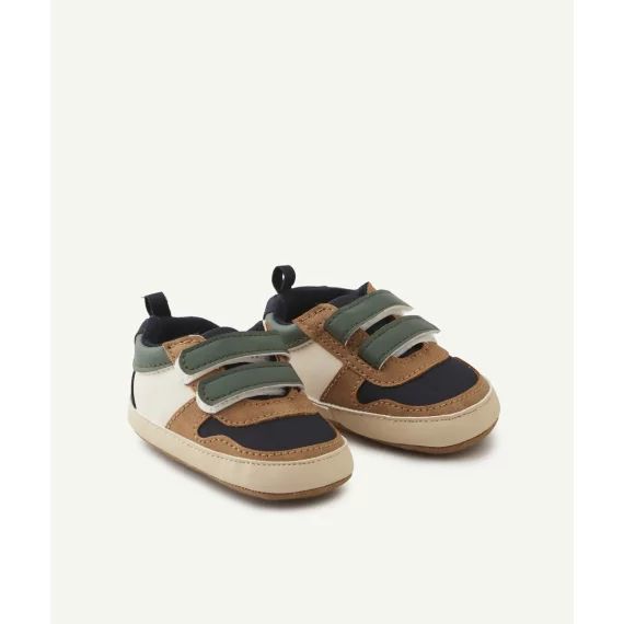 Chaussons style baskets à scratchs bébé garçon kaki –  – Soldes