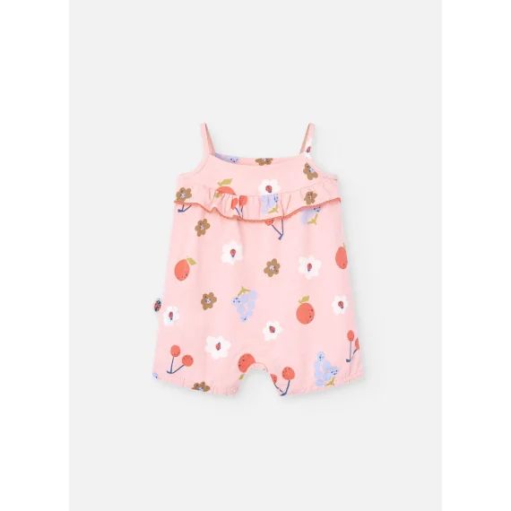 Grenouillère En Tricot Fleurs Rose