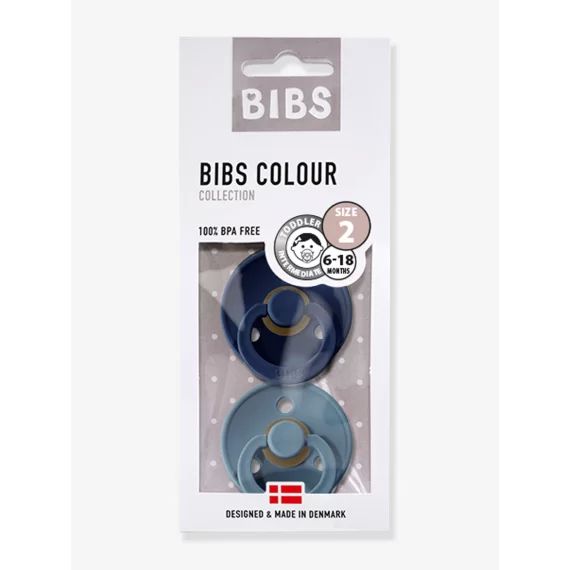 Lot de 2 sucettes-tétines BIBS Colour ou Colour Night, taille 2 de 6 à 18 mois deep space&petrol blue