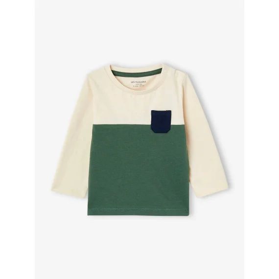 T-shirt colorblock bébé bio personnalisable vert sapin