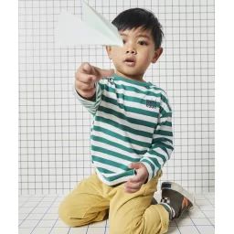 T-shirt manches longues bébé garçon en coton bio rayé ocre –  – Soldes