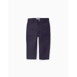 Pantalon Chino En Coton Et Lin Bleu Foncé