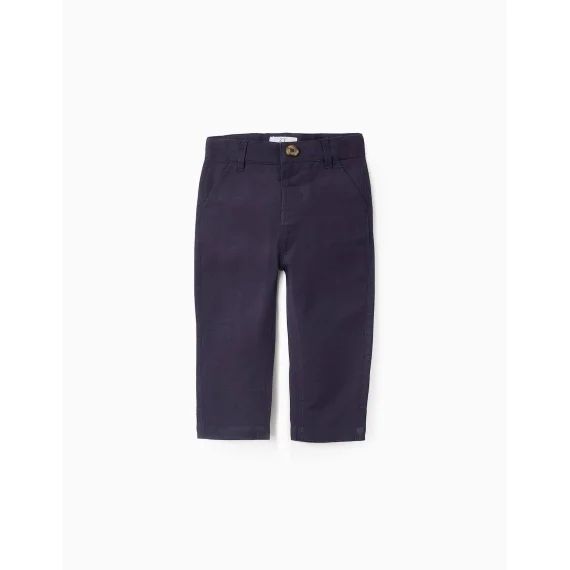 Pantalon Chino En Coton Et Lin Bleu Foncé