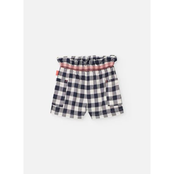 Short À Carreaux Avec Taille Élastique Bleu