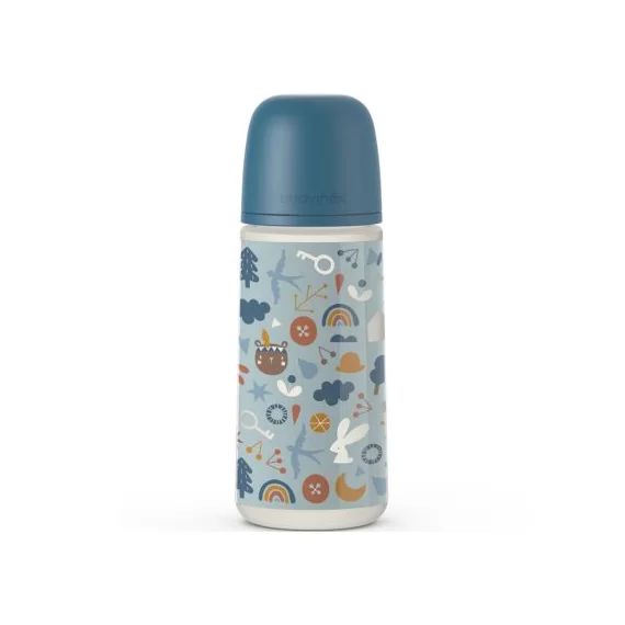 Biberon avec tétine symétrique SX PRO L Into the forest bleu (360 ml)