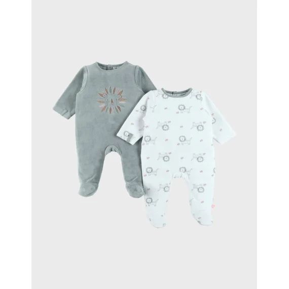 Lot De 2 Pyjamas Bébé En Velours Doux Beige