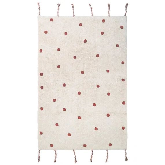Tapis Chambre Enfant Coton Lavable À Pois Nümi Ambre
