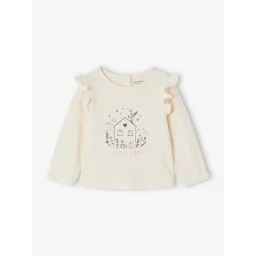 T-shirt à volants imprimé bébé écru