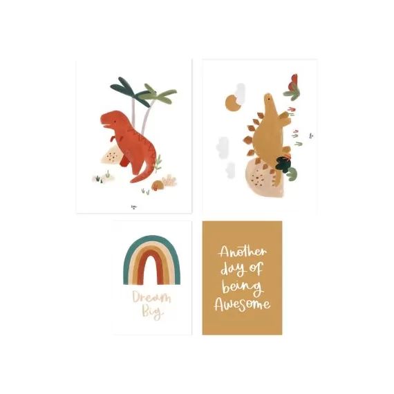 Lot de 4 affiches Dinosaurs & co