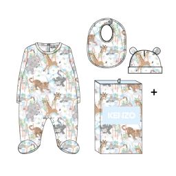 Pyjama bonnet et bavoir coton Garçon Blanc