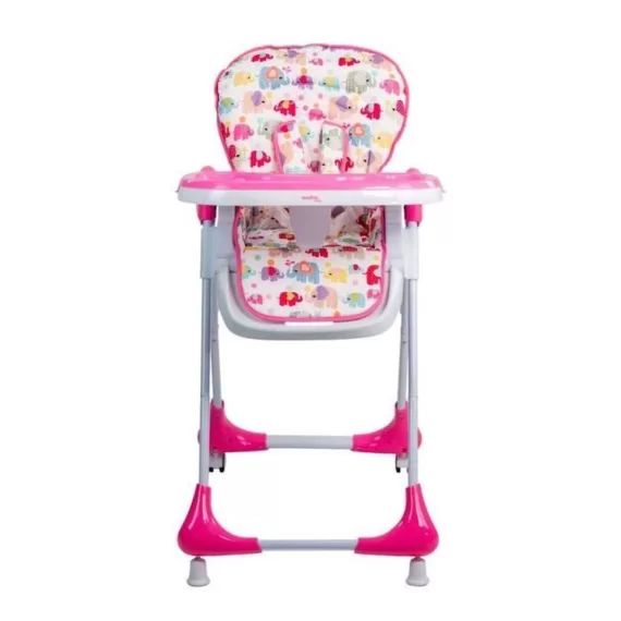 Chaise haute réglable avec roues Elephants – ASALVO – Rose – Pour enfant à partir de 9 mois blanc