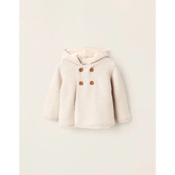 Gilet En Maille Avec Capuche Gris Clair